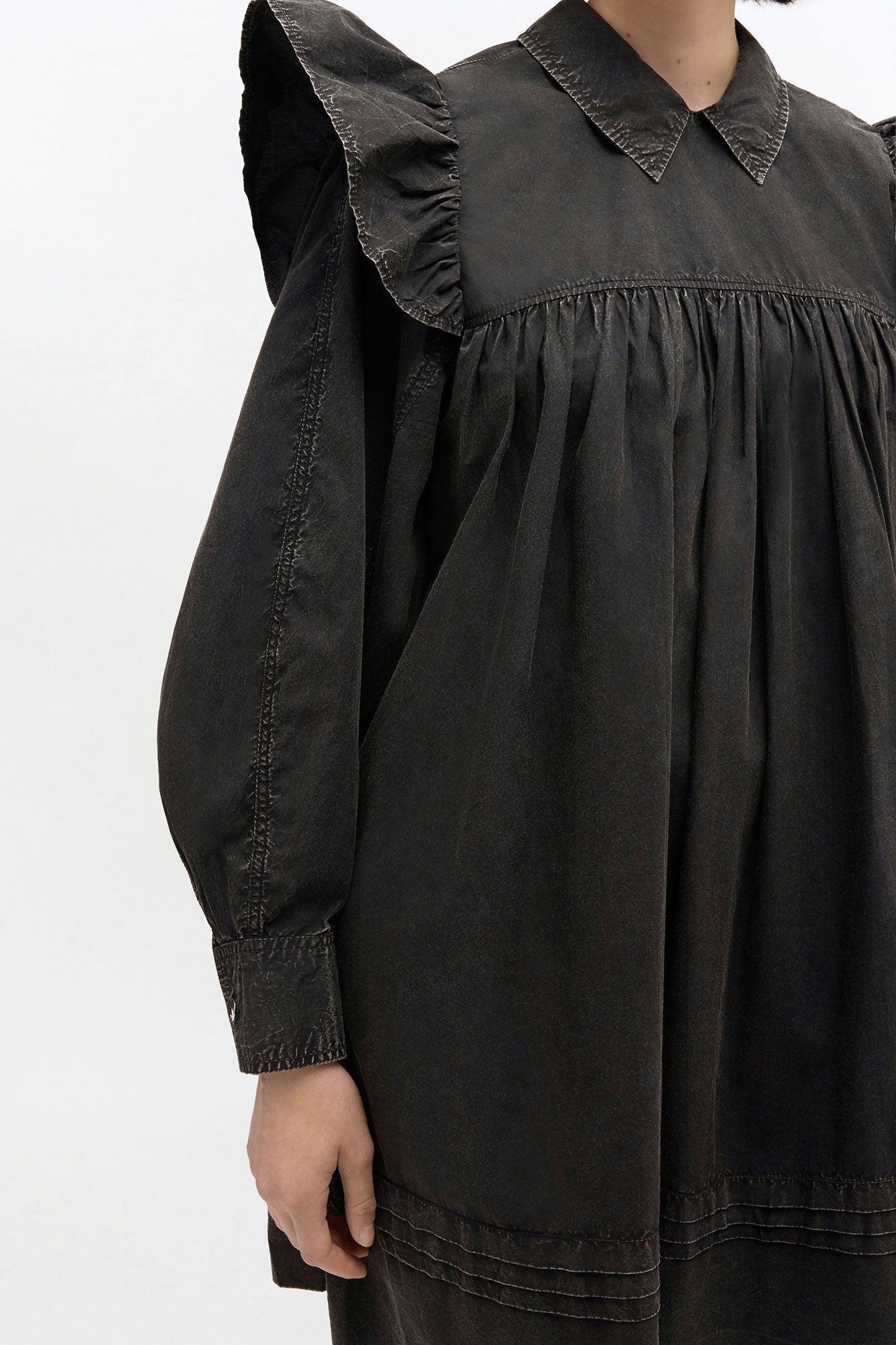 GANNI On Sale Black Washed Mini Shirt Dress
