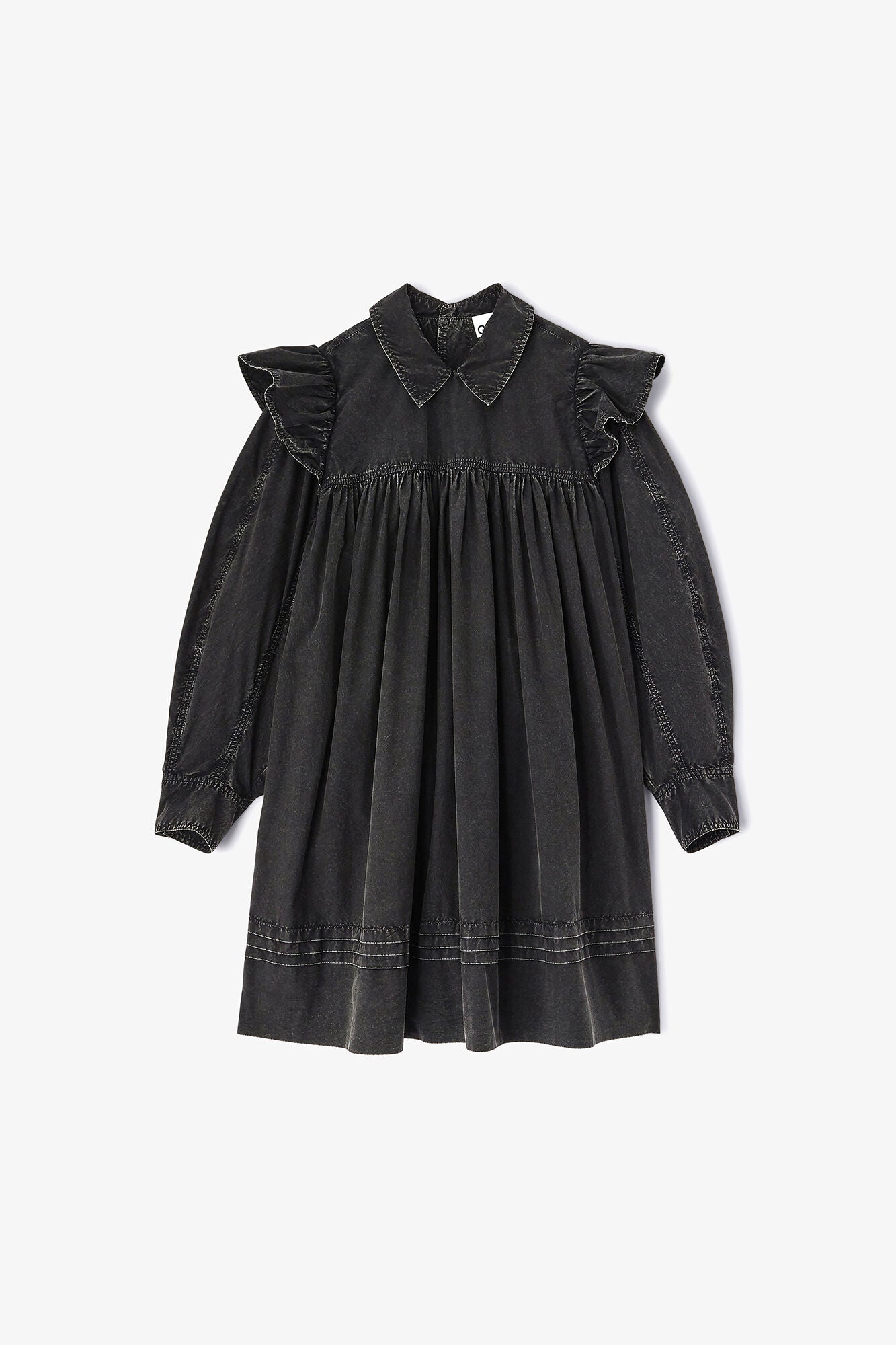 GANNI On Sale Black Washed Mini Shirt Dress